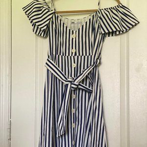 Zara Summer Classic WHITE & Navy Nautical Dress